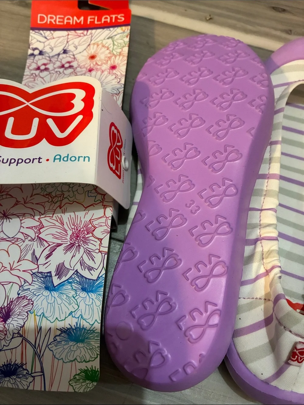 👛 Girls Slip-On Striped Ballet Flats — Purple and White